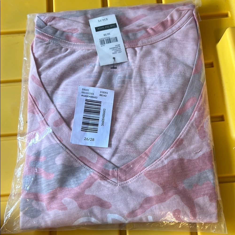 Lane Bryant Pink and Gray Camo Short Sleeve Tee